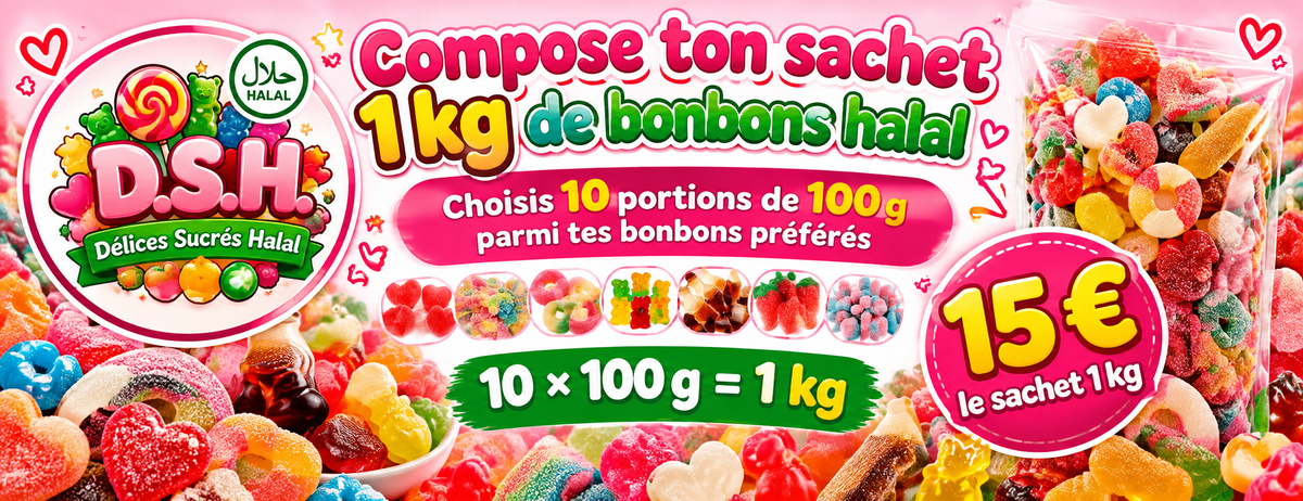 Compose ton sachet 1 kg de bonbons halal